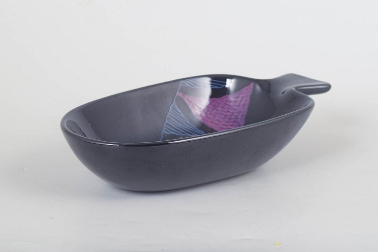 Jie Gantofta, Sweden. Retro Bowl in glazed ceramic with oval form and decorative motif. Approx. (1 of 4)