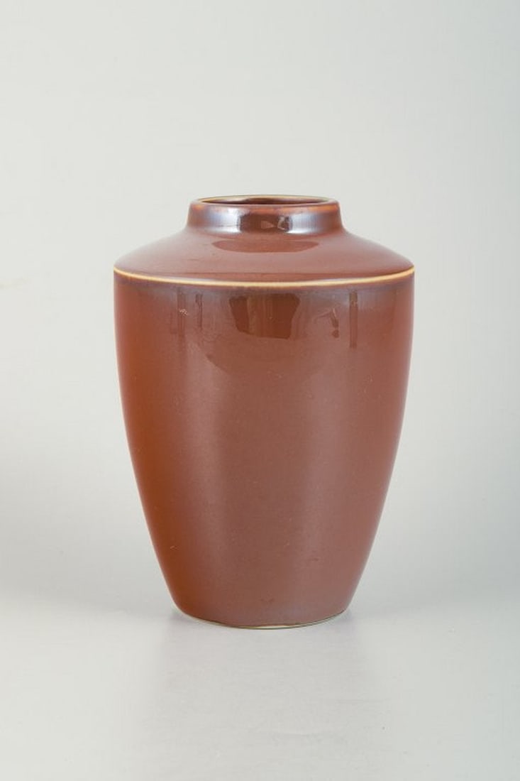 Unknown ceramic artist. Unique ceramic vase with glaze in brown tones. 1991. (1 of 4)