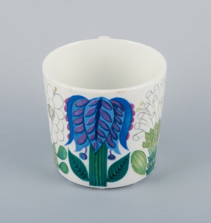 Stig Lindberg for Gustavsberg, Sweden. Rare "Tahiti" coffee cup with saucer. Hand-painted with - 4