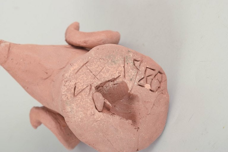 Nils-Erik Zetterström, Sweden. Ceramic ram figure in unglazed clay. Approx. 1980s. - 4