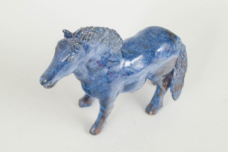 Nils-Erik Zetterström, Sweden. Ceramic foal figure with glossy glaze in blue tones. Approx. - 2