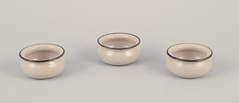 Kähler, Denmark. Three small ceramic bowls glazed in sandy tones. Ca. 1970 (1 of 5)