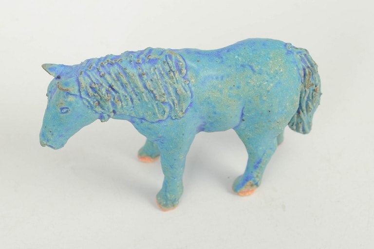 Nils-Erik Zetterström, Sweden. Ceramic pony figure with blue-green glaze. Approx. 1970s. - 2