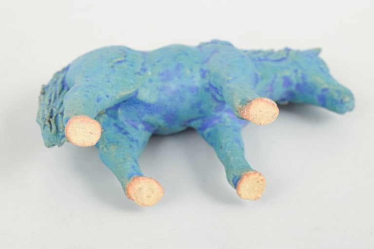 Nils-Erik Zetterström, Sweden. Ceramic pony figure with blue-green glaze. Approx. 1970s. - 4