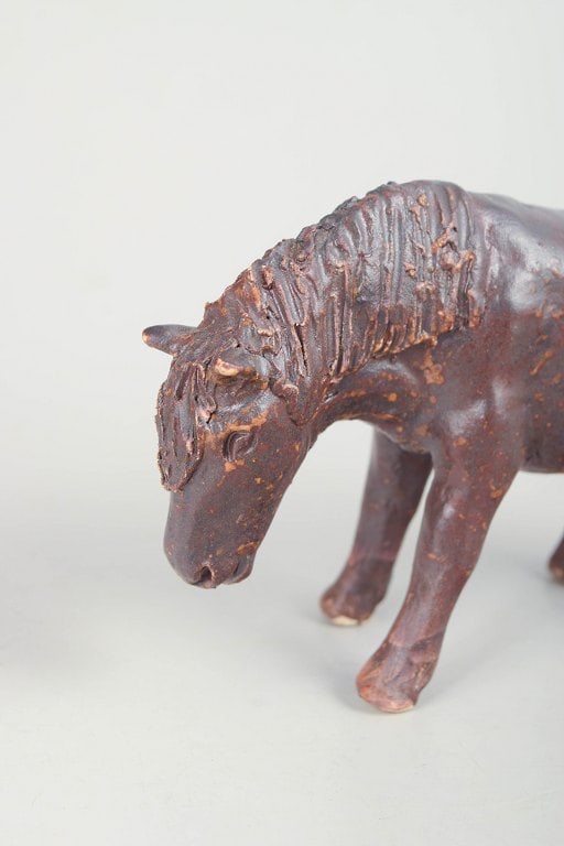 Nils-Erik Zetterström, Sweden. Ceramic pony figure with a dark brown glaze. Approx. 1970s. - 3