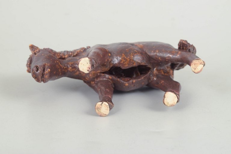 Nils-Erik Zetterström, Sweden. Ceramic pony figure with a dark brown glaze. Approx. 1970s. - 4