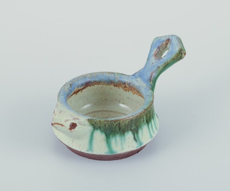Kähler, Denmark. Small vase and small bowl with a handle shaped like a bird. Handmade ceramic. - 4