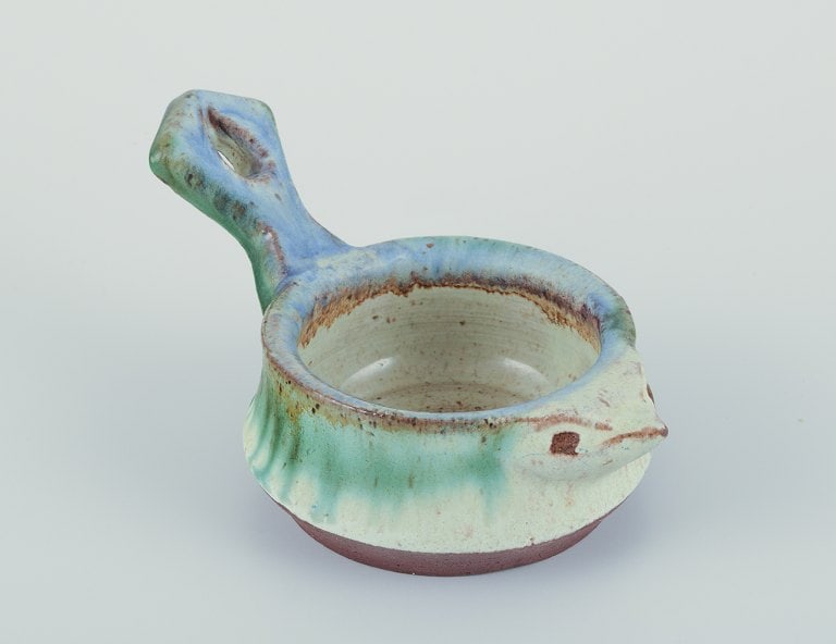 Kähler, Denmark. Small vase and small bowl with a handle shaped like a bird. Handmade ceramic. - 5