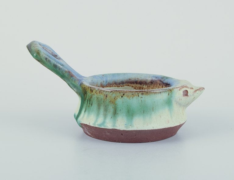 Kähler, Denmark. Small vase and small bowl with a handle shaped like a bird. Handmade ceramic. - 6