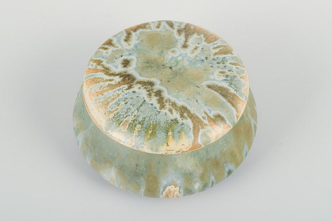 Denbac, Belgium. Lidded jar in glazed ceramic. 1940s. - 2