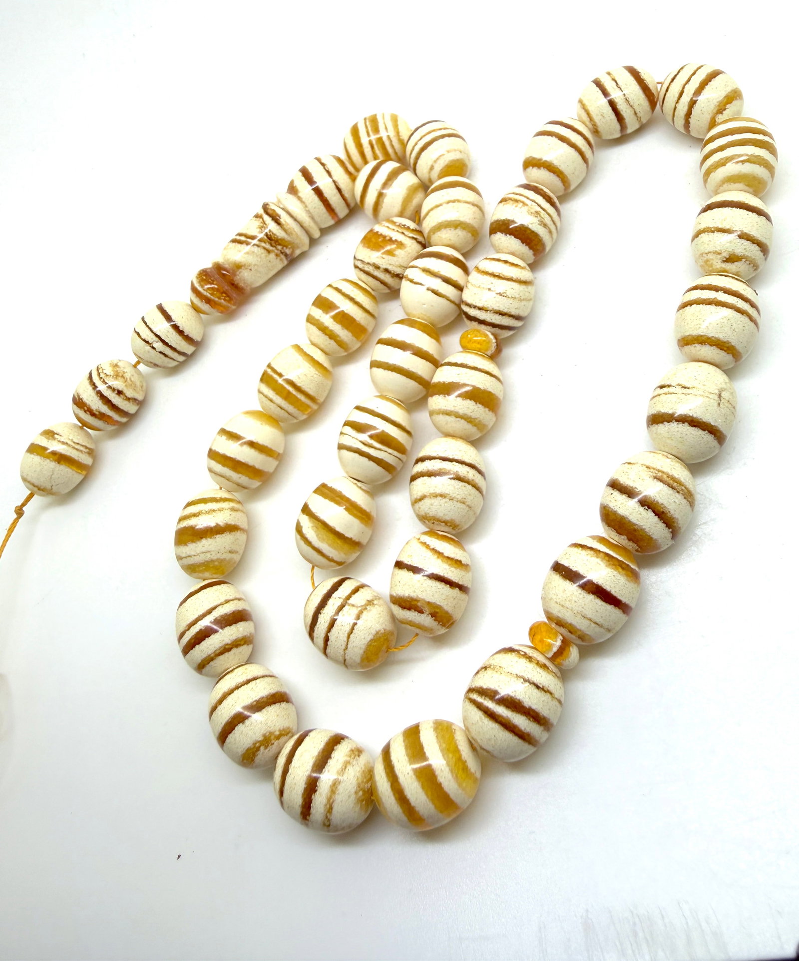 Extraordinary Amber Tesbih made from Round Amber beads with Tiger Pattern - 4