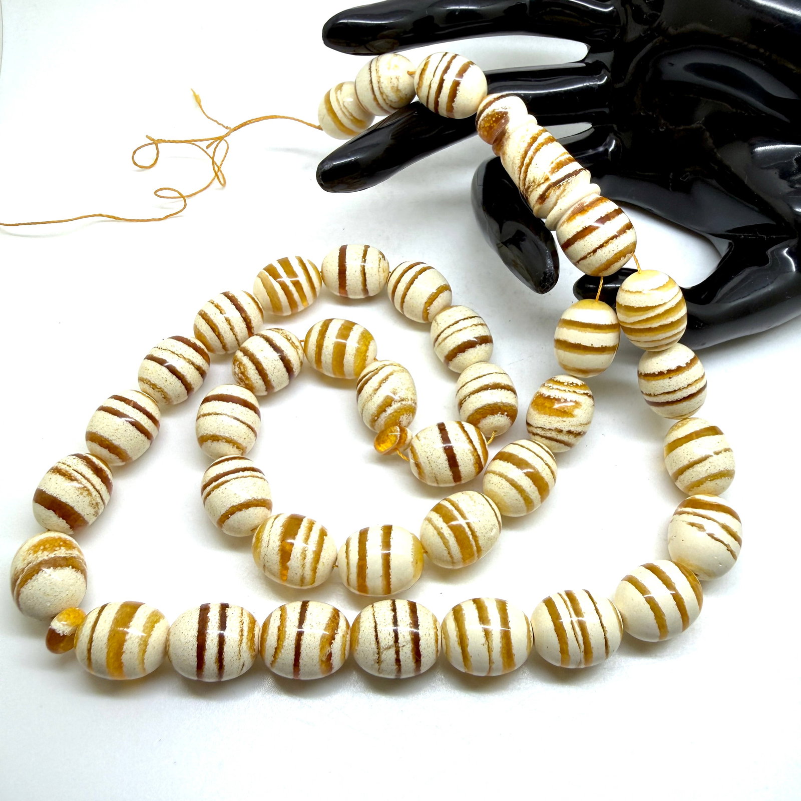 Extraordinary Amber Tesbih made from Round Amber beads with Tiger Pattern - 6