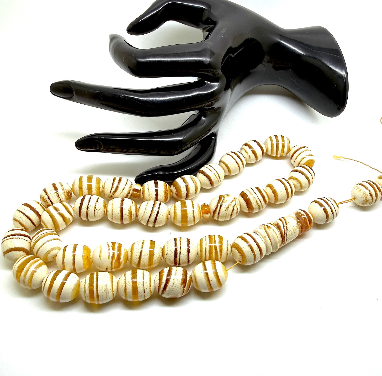 Extraordinary Amber Tesbih made from Round Amber beads with Tiger Pattern - 7