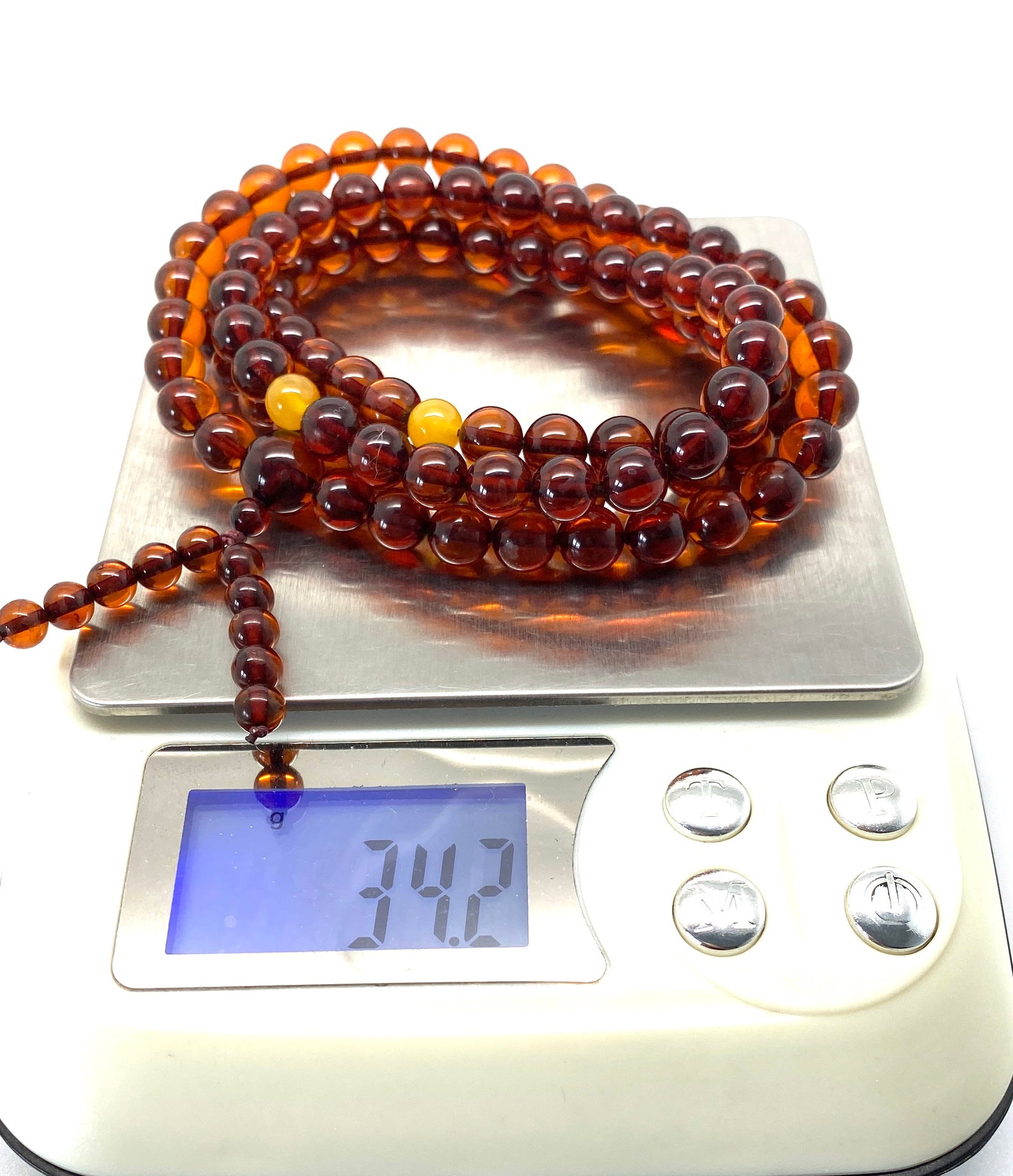 Grand Amber Mala made from Round Amber beads - 10