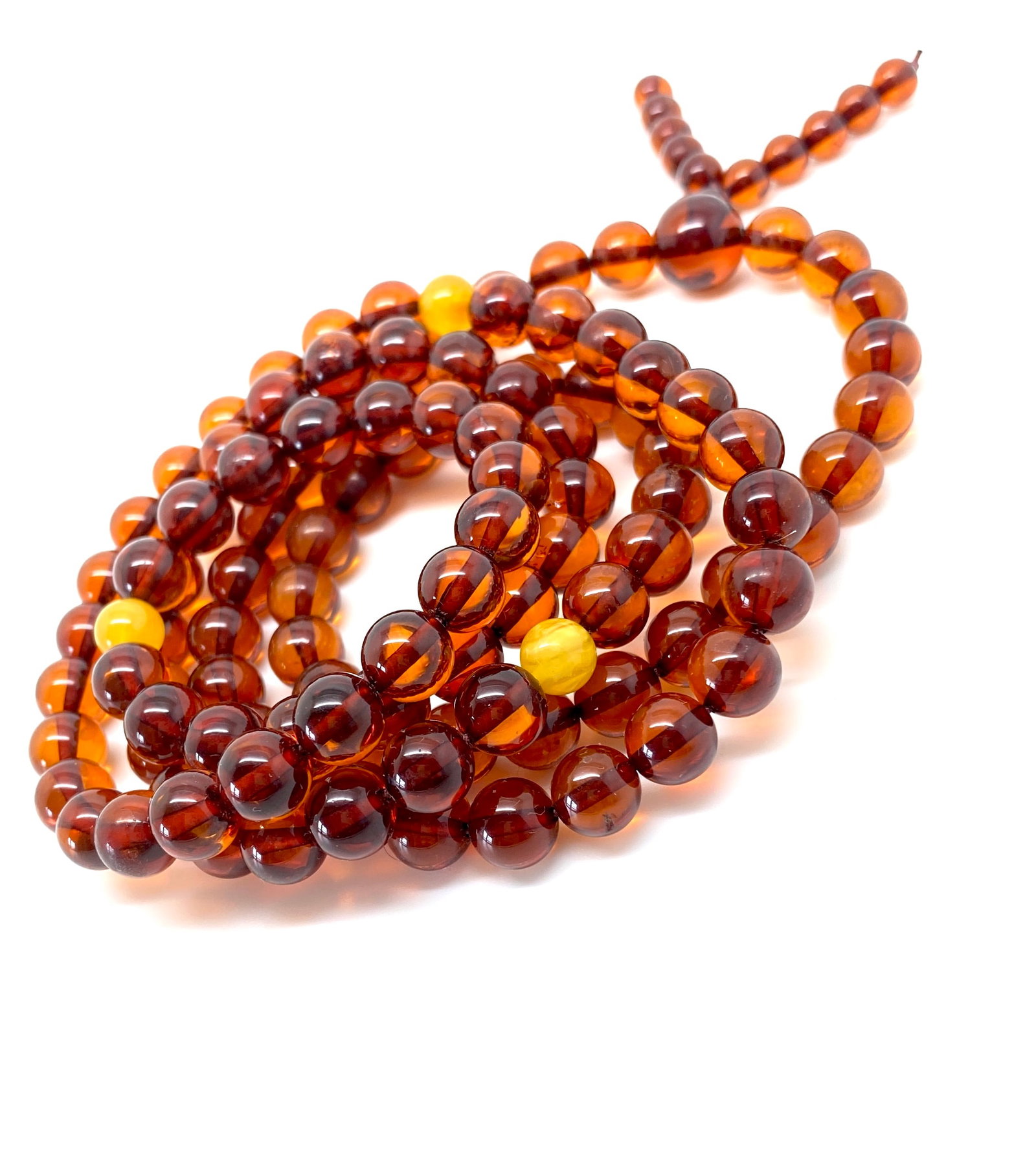 Grand Amber Mala made from Round Amber beads - 8