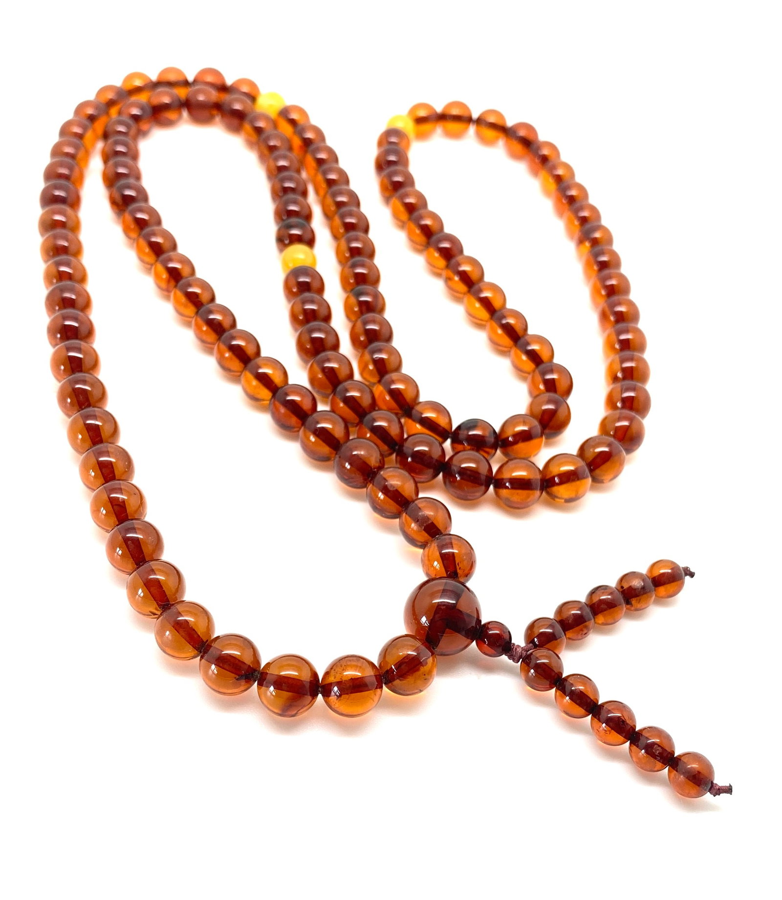 Grand Amber Mala made from Round Amber beads - 9
