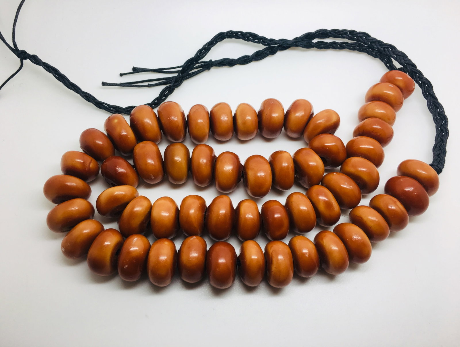 Stunning Unique Antique Moroccan Amber Necklace made from Doughnut shaped Moroccan Amber beads: Title:Stunning Unique Antique Moroccan Amber Necklace made from Doughnut shaped Moroccan Amber beads Metal:None Gemstone:Moroccan Amber Weight:234.2 g Size:Bead size: 18.7 x 12.4 mm Bead size: 0.736 x
