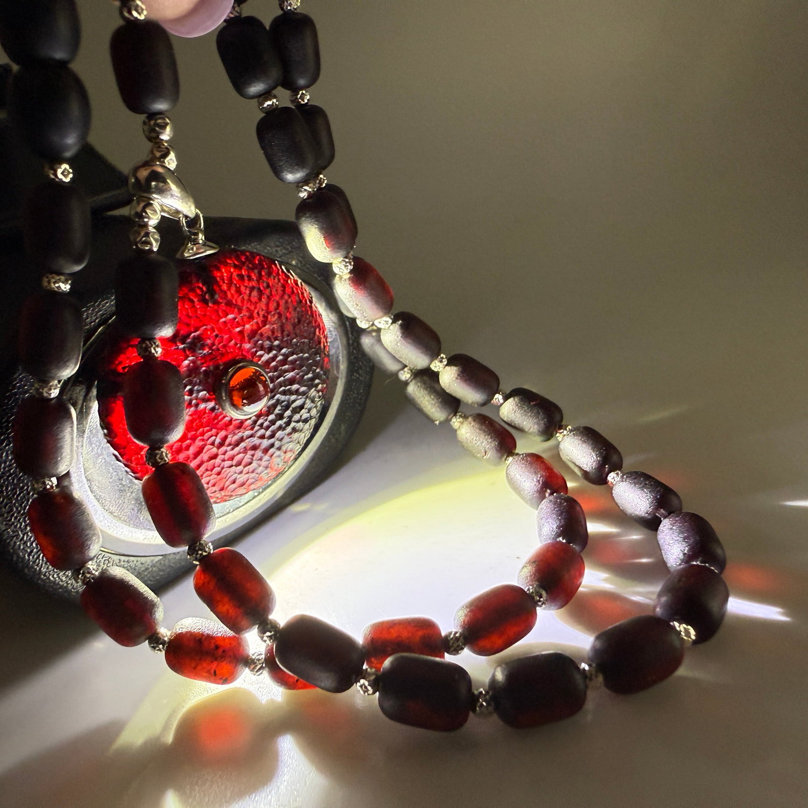 Fascinating Amber Necklace made from Donut Amber beads - 6