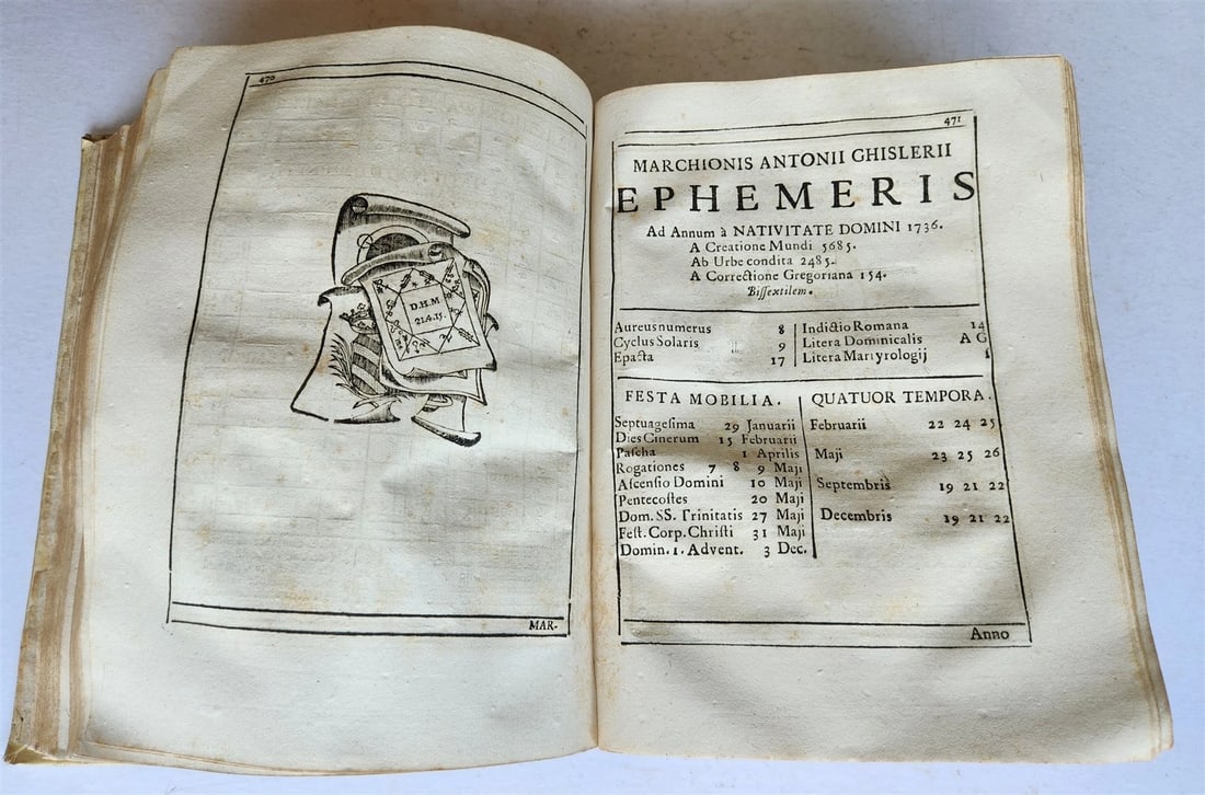 1720 Ephemerides Motuum Coelestium ANTIQUE astronomy astrology Antonio Ghislieri - 10