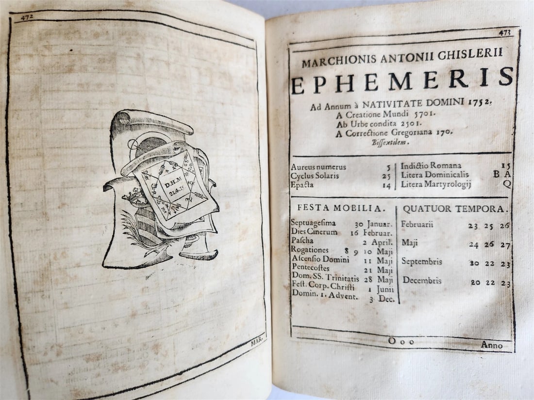1720 Ephemerides Motuum Coelestium ANTIQUE astronomy astrology Antonio Ghislieri - 14