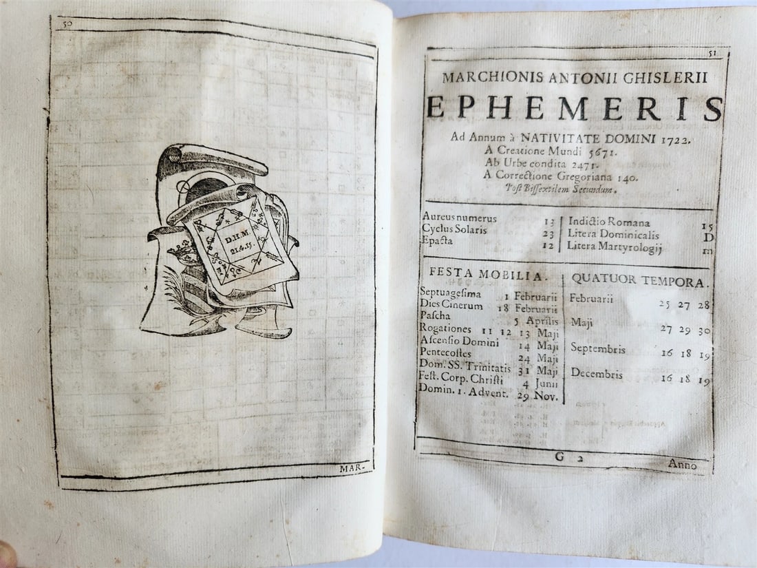 1720 Ephemerides Motuum Coelestium ANTIQUE astronomy astrology Antonio Ghislieri - 4