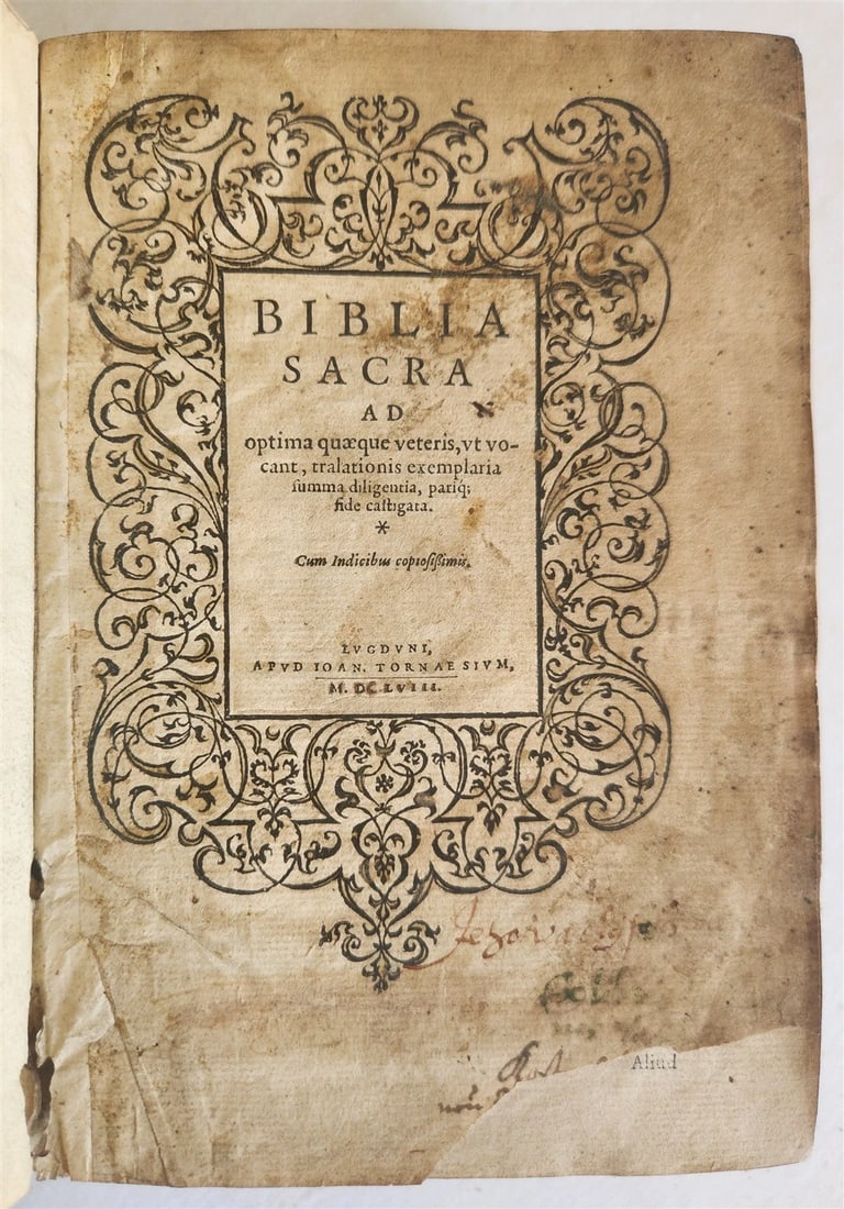 1558 BIBLE ILLUSTRATED antique VELLUM BINDING LATIN BIBLIA SACRA 16 century (1 of 20)