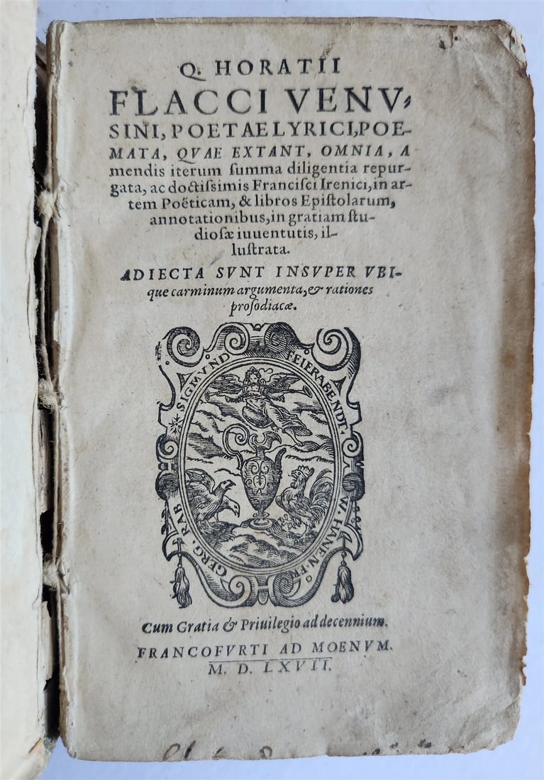 1567 HORACE POETRY antique HAND TOOLED PIGSKIN BINDING 16th CENTURY - 2