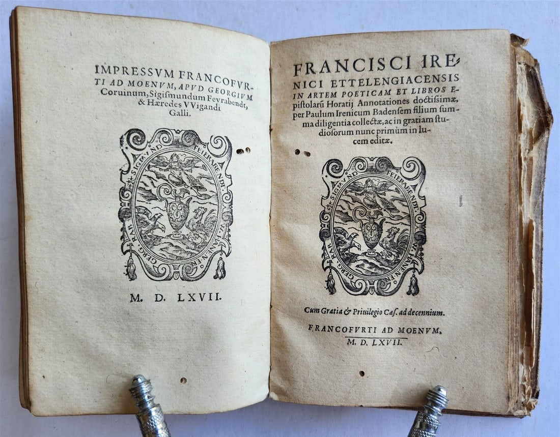 1567 HORACE POETRY antique HAND TOOLED PIGSKIN BINDING 16th CENTURY - 3