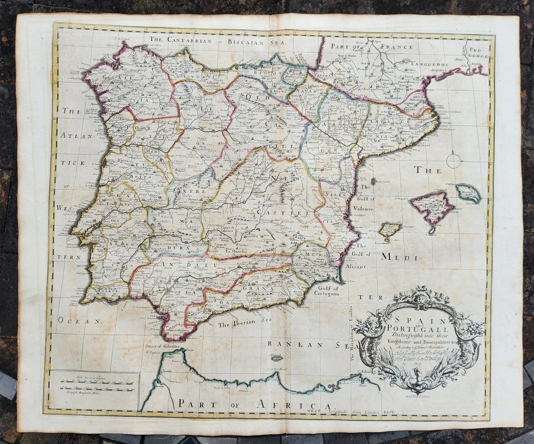 1719 A MAP of SPAIN & PORTUGAL by John Senex antique: Title: 1719 A MAP of SPAIN & PORTUGAL by John Senex antique Description: SPAIN and PORTUGALL According to y Newest Observations Most Humbly Inscribed to the Right Honble James Earl Stanhope. By John