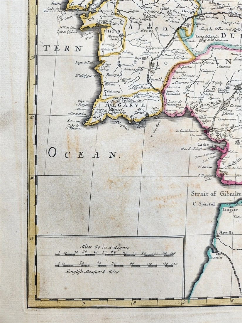 1719 A MAP of SPAIN & PORTUGAL by John Senex antique - 3
