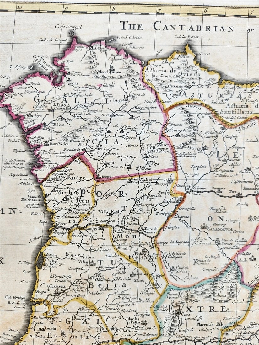 1719 A MAP of SPAIN & PORTUGAL by John Senex antique - 4