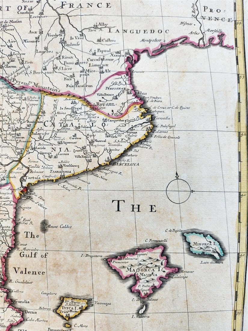 1719 A MAP of SPAIN & PORTUGAL by John Senex antique - 5