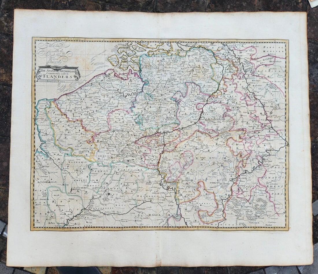 1719 A MAP of FLANDERS BELGIUM LUXEMBURG SPANISH NETHERLAND John Senex antique: Title: 1719 A MAP of FLANDERS BELGIUM LUXEMBURG SPANISH NETHERLAND John Senex antique Description: THE SPANISH NETHERLAND commonly called FLANDERS By John Senex [London]; 1719 Size (overall, including