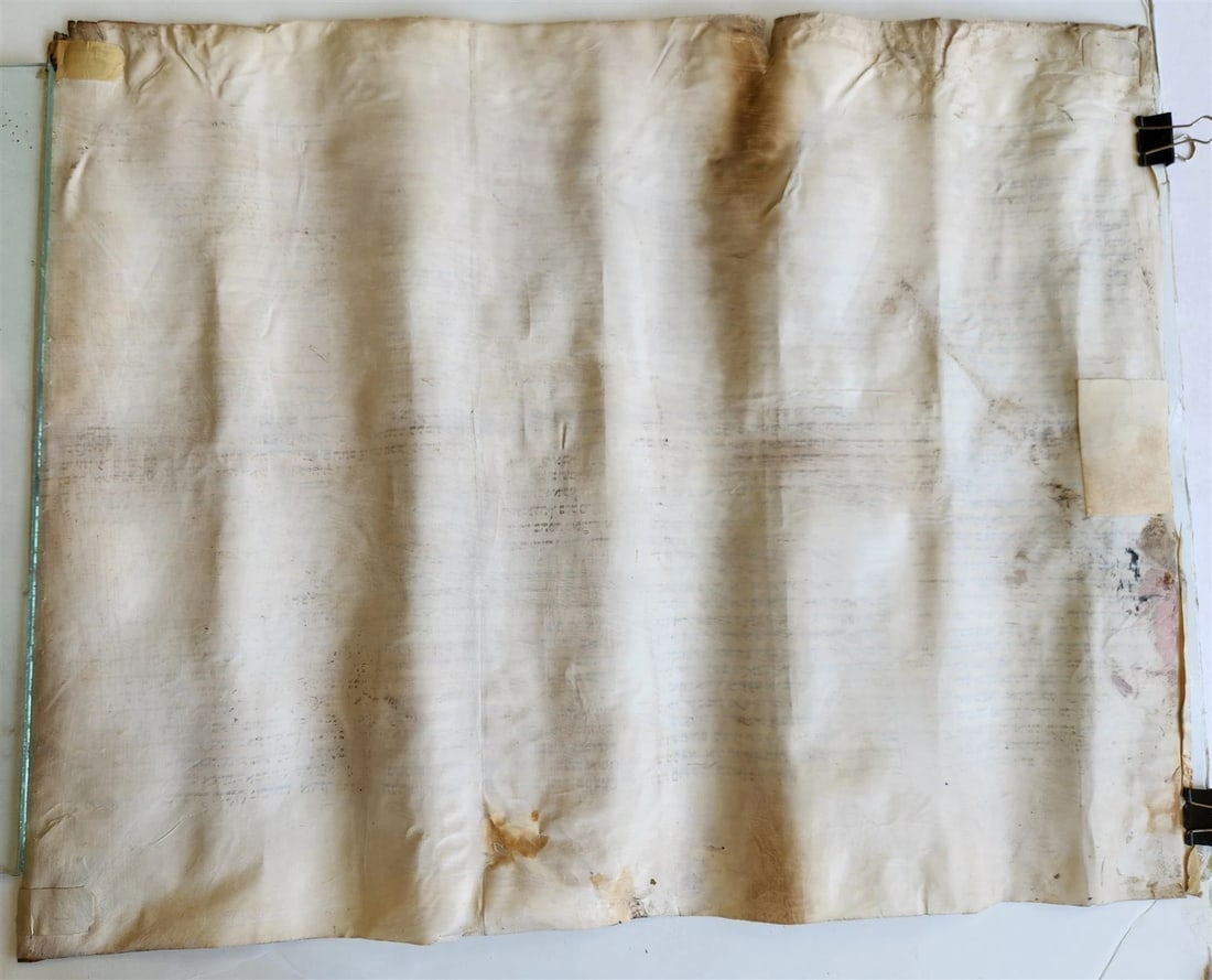 TORAH SCROLL FRAGMENT VELLUM MANUSCRIPT 19th century ANTIQUE DEUTERONOMY 28:30 - 6