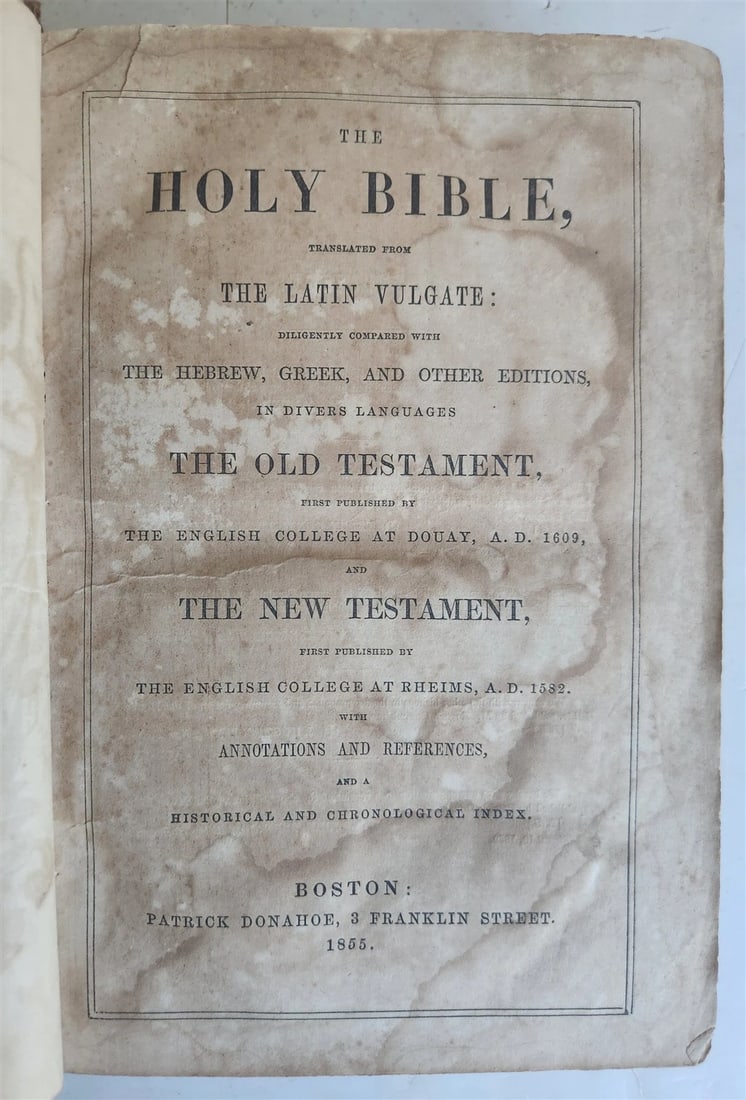 1855 BIBLE in ENGLISH antique OLD & NEW TESTAMENT Boston AMERICANA - 4