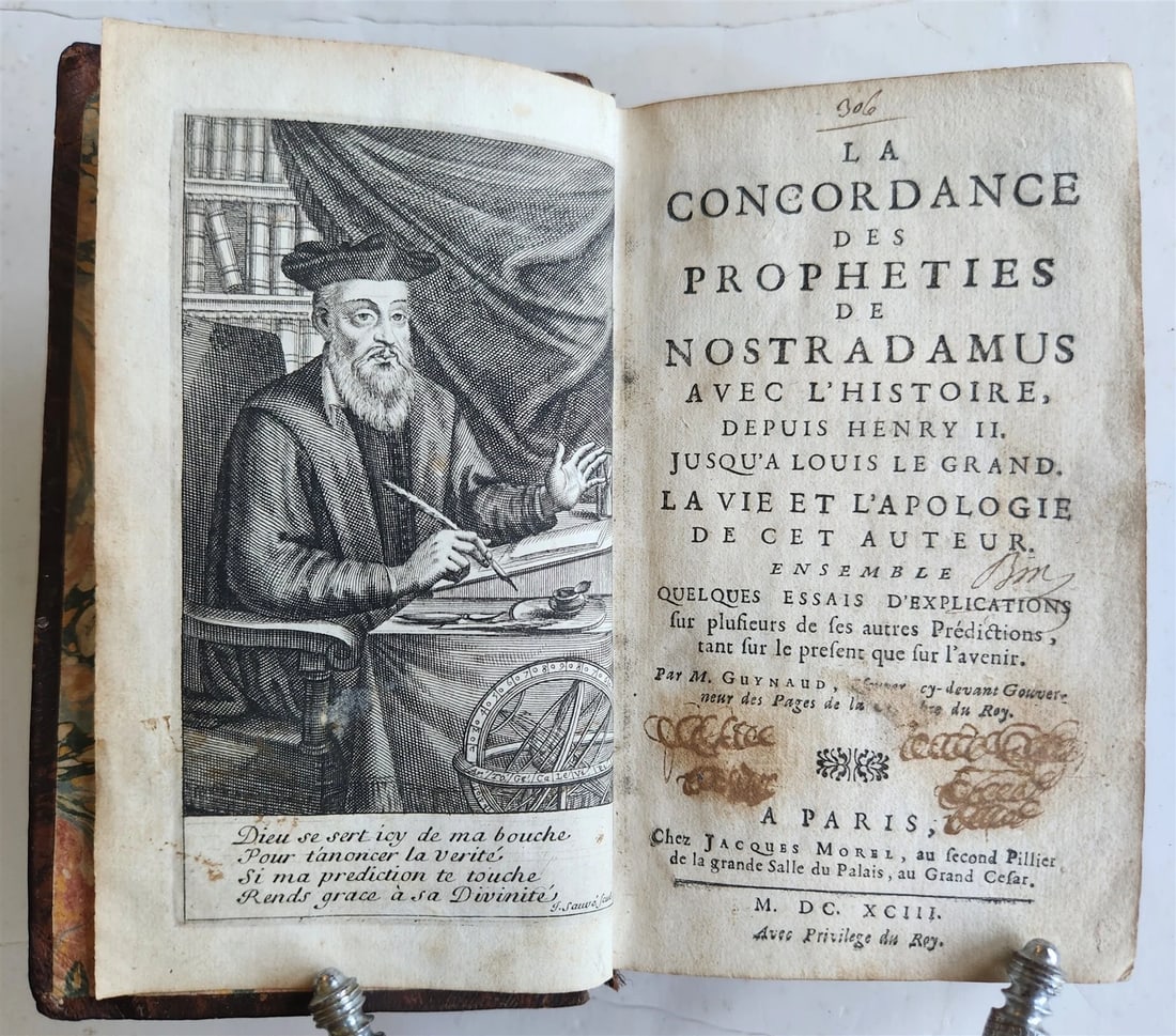 1693 Concordance of NOSTRADAMUS's Prophecies ANTIQUE in FRENCH 17th CENTURY (1 of 9)