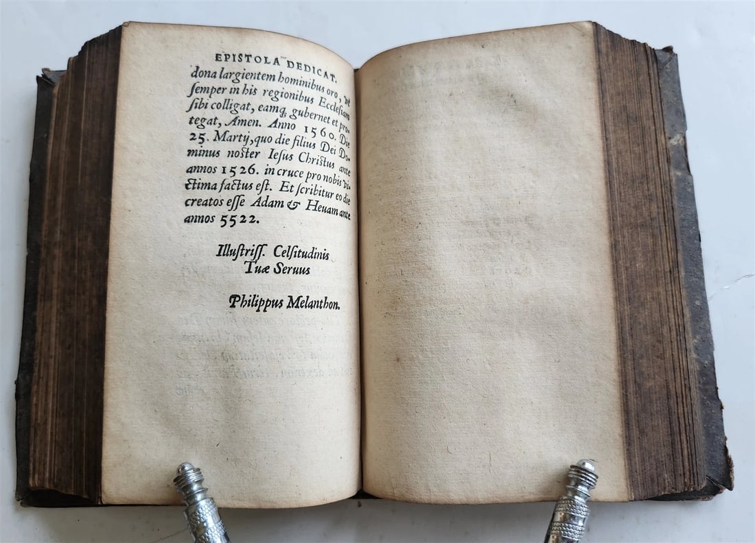 1560 PHILIPP MELANCHTHON UNIVERSAL HISTORY pigskin binding ANTIQUE 16th CENTURY - 14