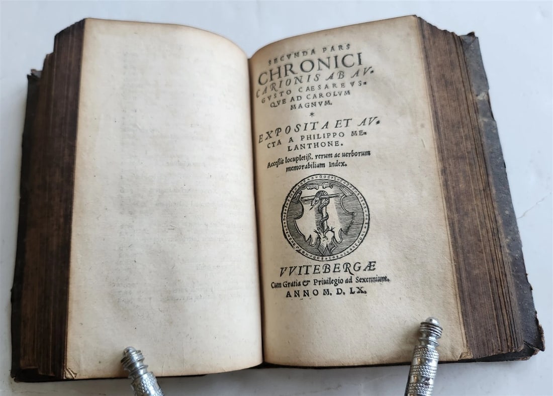 1560 PHILIPP MELANCHTHON UNIVERSAL HISTORY pigskin binding ANTIQUE 16th CENTURY - 2
