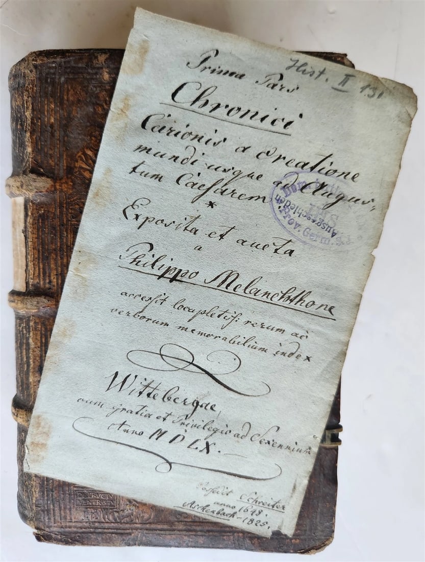 1560 PHILIPP MELANCHTHON UNIVERSAL HISTORY pigskin binding ANTIQUE 16th CENTURY - 3