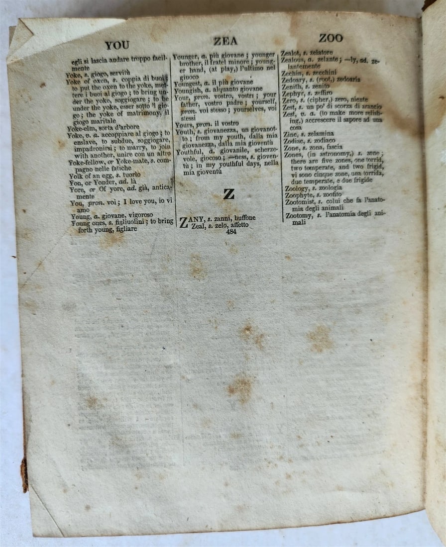 1831 ITALIAN ENGLISH POCKET DICTIONARY antique FIRST AMERICAN EDITION - 8