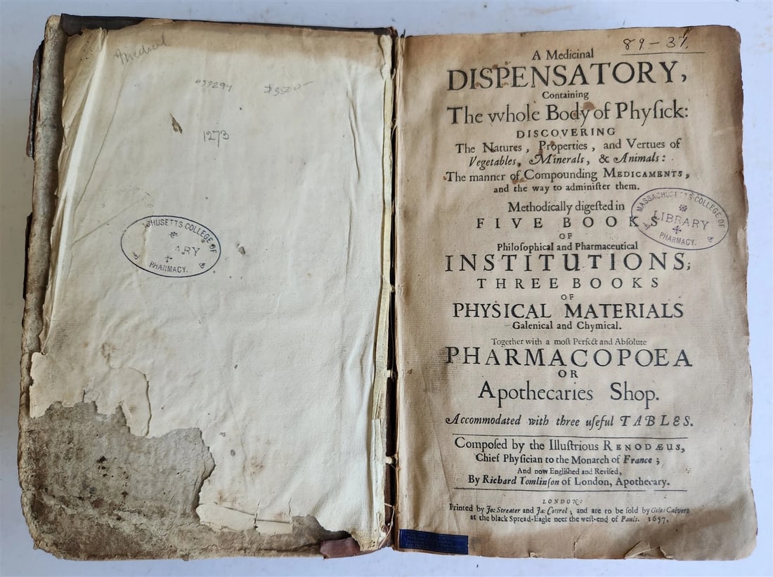1657 MEDICINAL DISPENSATORY PHARMACOPOEA antique in ENGLISH - 5