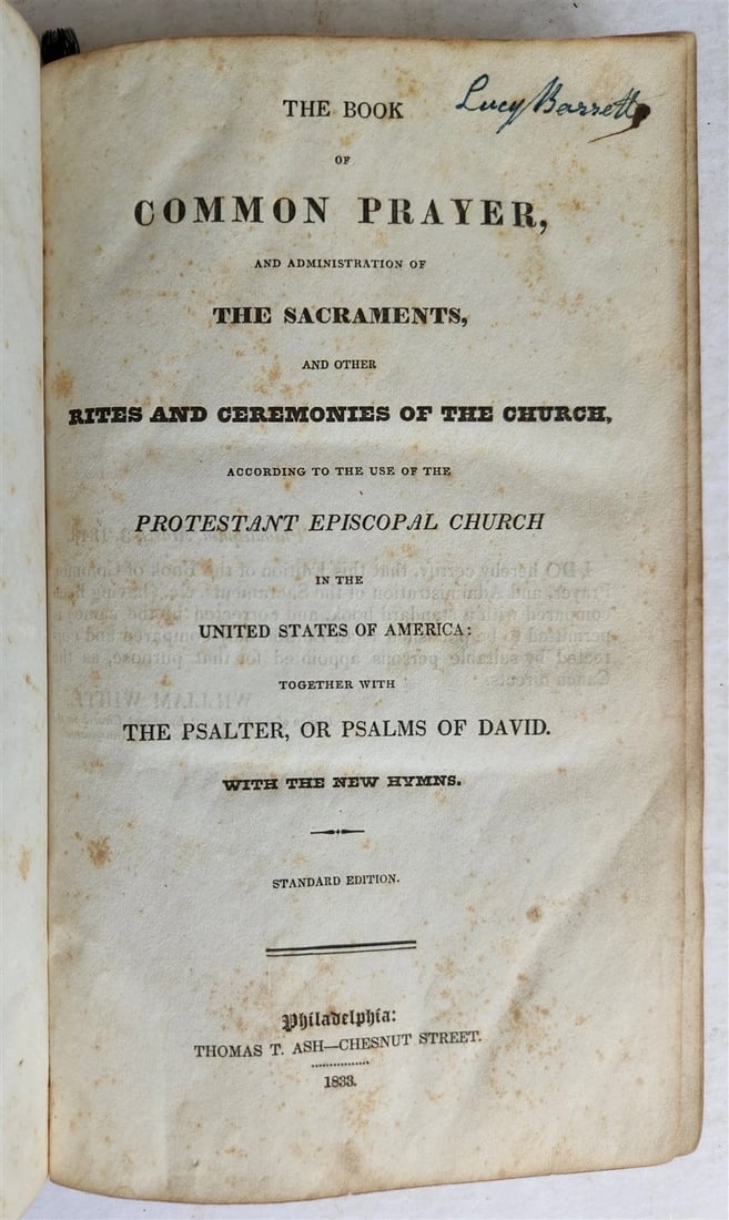 1833 BOOK OF COMMON PRAYER for PROTESTANT EPISCOPAL CHURCH in USA antique: Title: 1833 BOOK OF COMMON PRAYER for PROTESTANT EPISCOPAL CHURCH in USA antique Description: THE BOOK OF COMMON PRAYER... according to the use of the PROTESTANT EPISCOPAL CHURCH in the UNITED STATES 