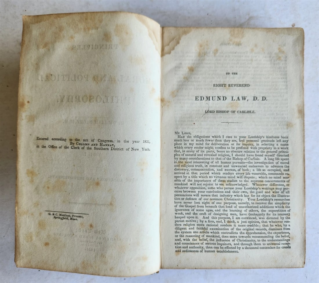 1835 PRINCIPLES of MORAL and POLITICAL PHILOSOPHY by W. Paley antique AMERICANA - 5