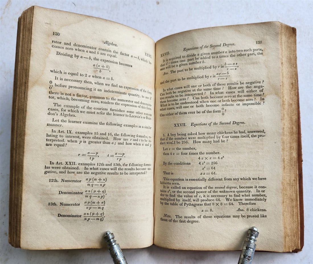 1829 an INTRODUCTION to ALGEBRA by Warren Colburn antique AMERICANA - 6