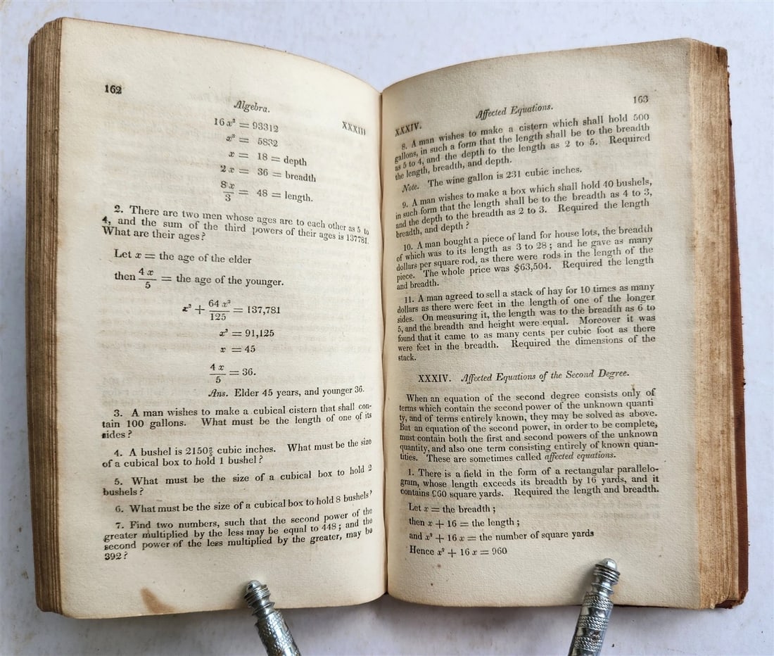 1829 an INTRODUCTION to ALGEBRA by Warren Colburn antique AMERICANA - 7
