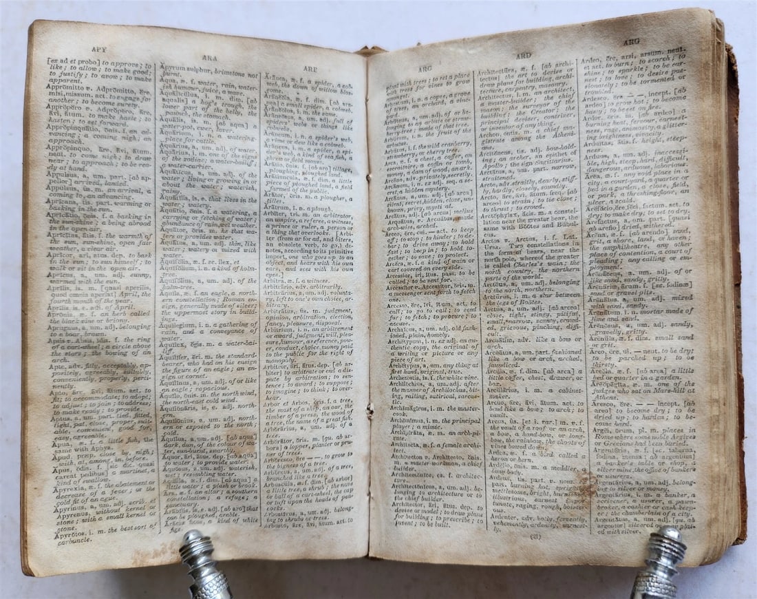 1833 ENGLISH & LATIN AINSWORTH'S DICTIONARY antique AMERICANA - 6