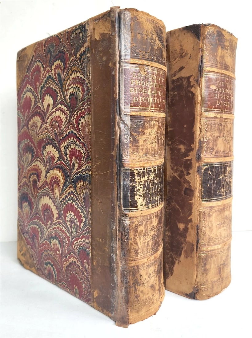 1870 SIGNED by AUTHOR ! Dictionary of Biography and Mythology antique 2 VOLUMES (1 of 7)