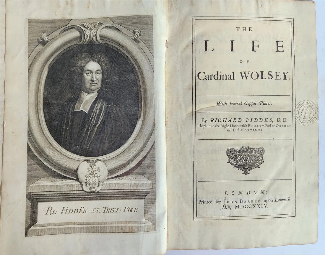 1724 LIFE of CARDINAL WOLSEY by Richard Fiddes ILLUSTRATED FOLIO antique ENGLISH (1 of 16)