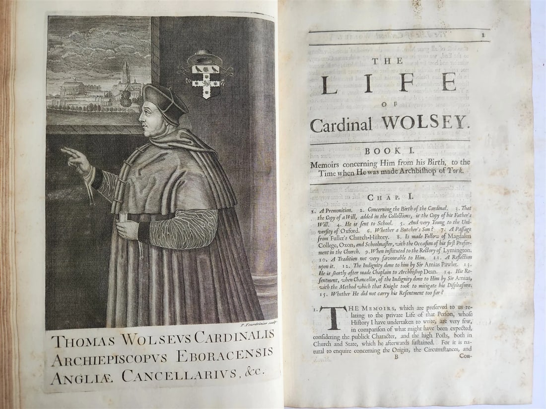 1724 LIFE of CARDINAL WOLSEY by Richard Fiddes ILLUSTRATED FOLIO antique ENGLISH - 4