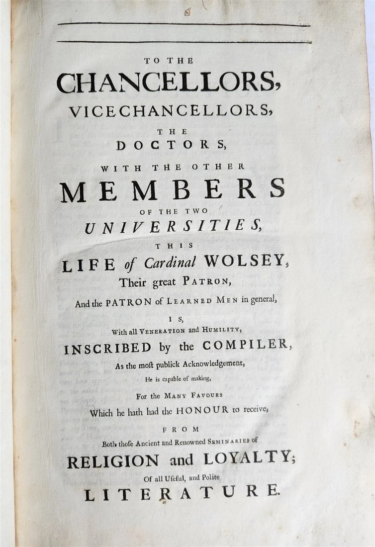 1724 LIFE of CARDINAL WOLSEY by Richard Fiddes ILLUSTRATED FOLIO antique ENGLISH - 8